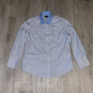 Faconnable France Long Sleeve Cotton Button Down Shirt size 16 blue and yellow